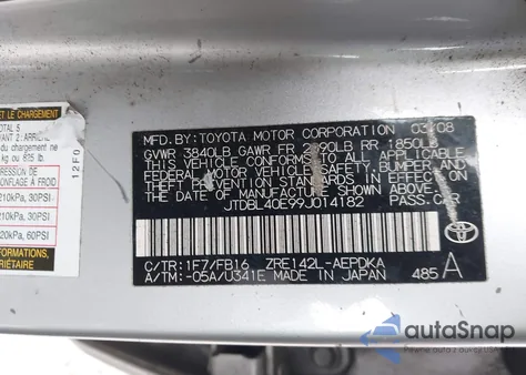 2009 Toyota Corolla Le from USA, damaged, VIN JTDBL40E99J014182